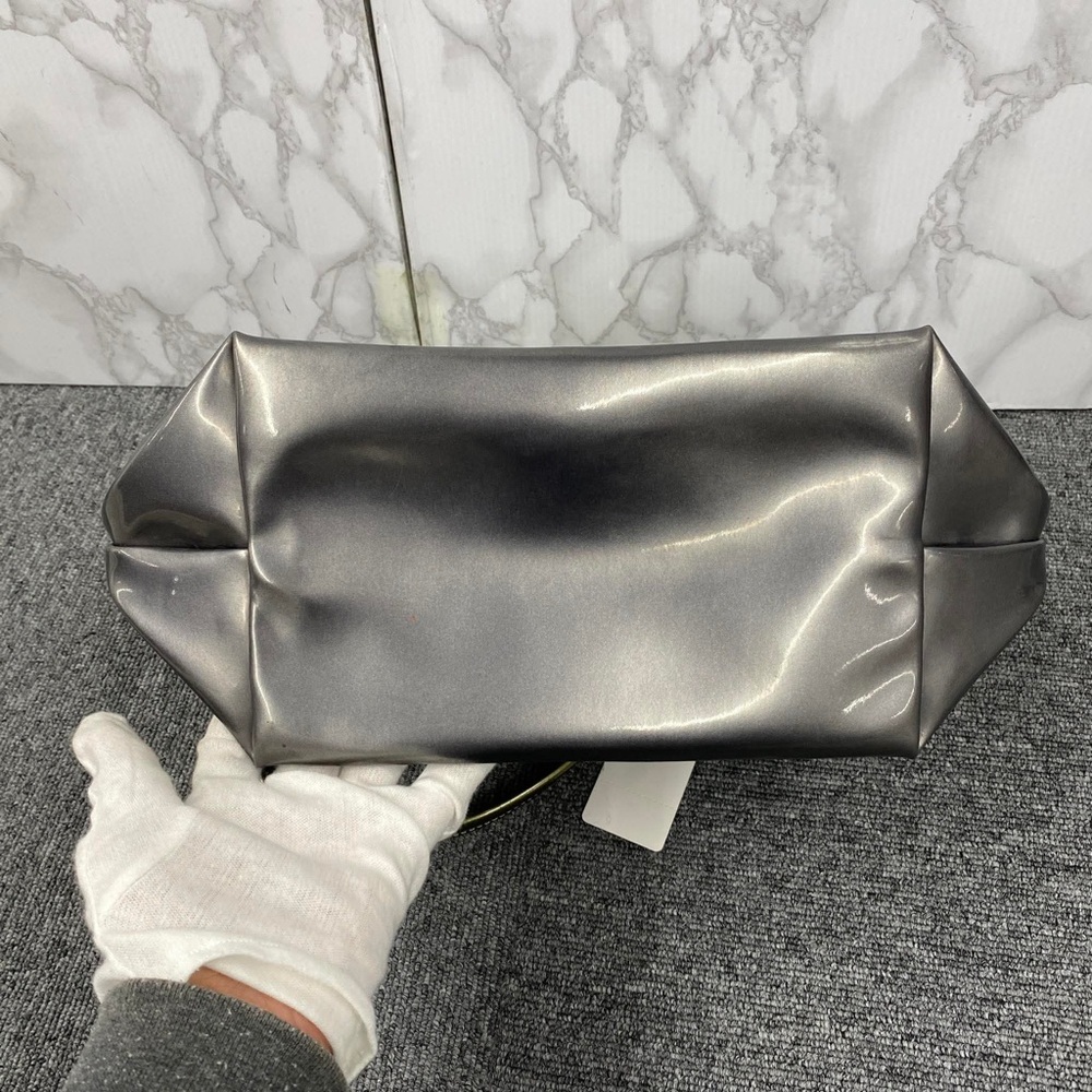 Longchamp Le Pliage Metallic Silver with green accent Elegant Tote Bag - Picture 4 of 14